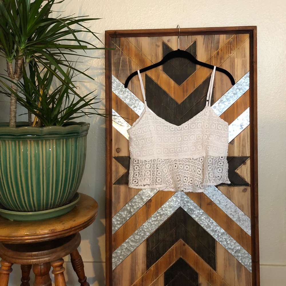 White eyelit - peplum crop top